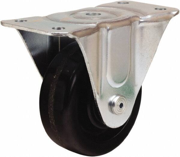 Hamilton - 4" Diam x 1-1/2" Wide x 5" OAH Top Plate Mount Rigid Caster - Phenolic, 375 Lb Capacity, Straight Roller Bearing, 3 x 6-3/16" Plate - Apex Tool & Supply