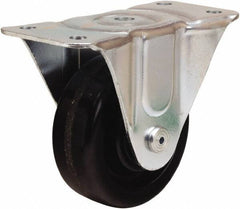 Hamilton - 4" Diam x 1-1/2" Wide x 5" OAH Top Plate Mount Rigid Caster - Phenolic, 375 Lb Capacity, Straight Roller Bearing, 3 x 6-3/16" Plate - Apex Tool & Supply