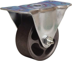 Hamilton - 3" Diam x 1-1/4" Wide x 3-3/4" OAH Top Plate Mount Rigid Caster - Cast Iron, 250 Lb Capacity, Straight Roller Bearing, 2-1/2 x 5" Plate - Apex Tool & Supply