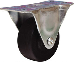 Hamilton - 3" Diam x 1-1/4" Wide x 3-3/4" OAH Top Plate Mount Rigid Caster - Hard Rubber, 210 Lb Capacity, Self-Lubricating Bearing, 2-1/2 x 5" Plate - Apex Tool & Supply