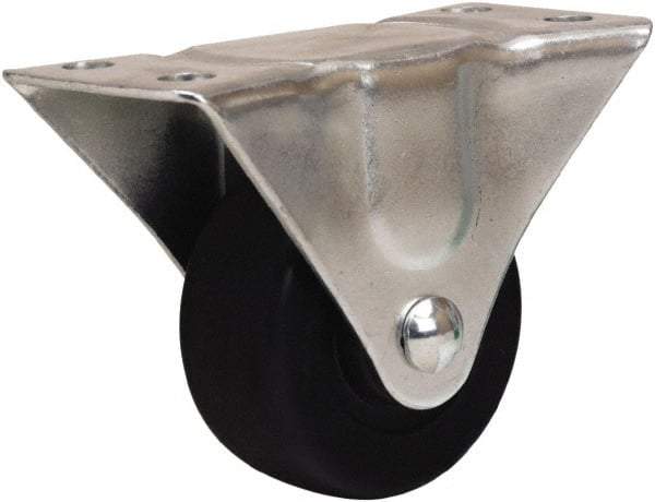 Hamilton - 2-1/2" Diam x 1-1/8" Wide x 3-1/4" OAH Top Plate Mount Rigid Caster - Hard Rubber, 175 Lb Capacity, Self-Lubricating Bearing, 2-1/4 x 4-1/2" Plate - Apex Tool & Supply