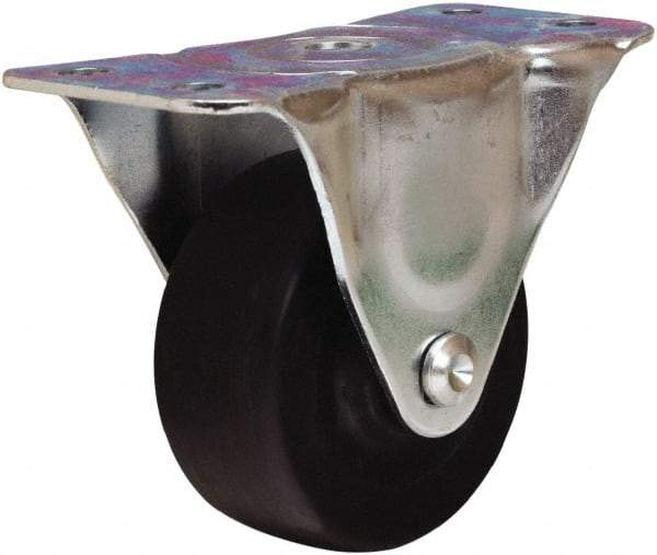 Hamilton - 3" Diam x 1-1/4" Wide x 3-3/4" OAH Top Plate Mount Rigid Caster - Hard Rubber, 125 Lb Capacity, Self-Lubricating Bearing, 2-1/2 x 5" Plate - Apex Tool & Supply