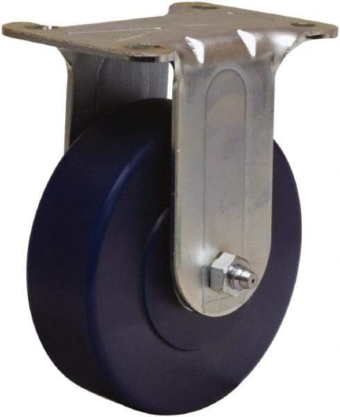 Hamilton - 4" Diam x 1-1/4" Wide x 5" OAH Top Plate Mount Rigid Caster - Polyurethane, 325 Lb Capacity, Straight Roller Bearing, 2-3/4 x 3-3/4" Plate - Apex Tool & Supply