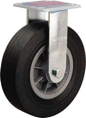 Hamilton - 8" Diam x 2-1/2" Wide, Rubber Rigid Caster - 400 Lb Capacity, Top Plate Mount, 4" x 4-1/2" Plate, Ball Bearing - Apex Tool & Supply