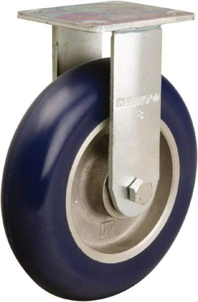 Hamilton - 8" Diam x 2" Wide x 9-1/2" OAH Top Plate Mount Rigid Caster - Polyurethane on Aluminum, 1,000 Lb Capacity, Precision Ball Bearing, 4 x 4-1/2" Plate - Apex Tool & Supply