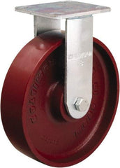 Hamilton - 8" Diam x 2" Wide x 9-1/2" OAH Top Plate Mount Rigid Caster - Cast Iron, 1,250 Lb Capacity, Precision Ball Bearing, 4 x 4-1/2" Plate - Apex Tool & Supply