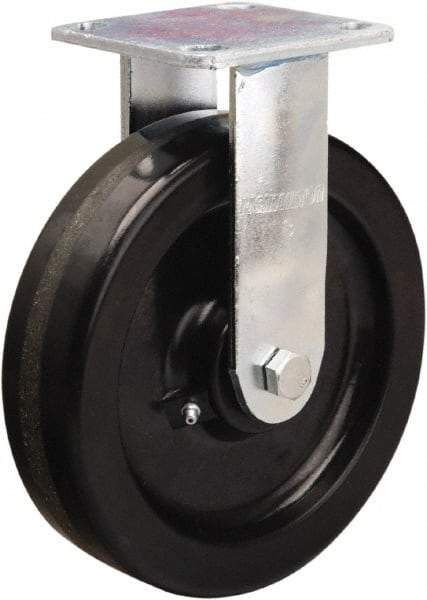 Hamilton - 8" Diam x 2" Wide x 9-1/2" OAH Top Plate Mount Rigid Caster - Phenolic, 1,200 Lb Capacity, Straight Roller Bearing, 4 x 4-1/2" Plate - Apex Tool & Supply