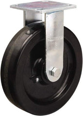 Hamilton - 8" Diam x 2" Wide x 9-1/2" OAH Top Plate Mount Rigid Caster - Phenolic, 1,200 Lb Capacity, Straight Roller Bearing, 4 x 4-1/2" Plate - Apex Tool & Supply