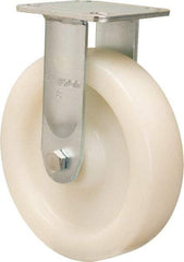 Hamilton - 8" Diam x 2" Wide x 9-1/2" OAH Top Plate Mount Rigid Caster - Nylon, 1,100 Lb Capacity, Sealed Precision Ball Bearing, 4 x 4-1/2" Plate - Apex Tool & Supply