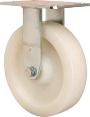 Hamilton - 8" Diam x 2" Wide x 9-1/2" OAH Top Plate Mount Rigid Caster - Nylon, 1,500 Lb Capacity, Precision Ball Bearing, 4-1/2 x 6-1/4" Plate - Apex Tool & Supply