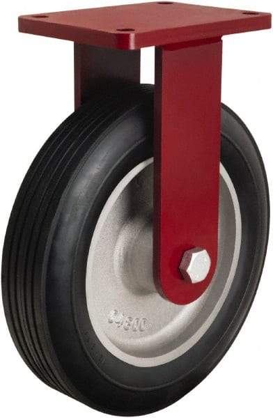 Hamilton - 12" Diam x 2-3/4" Wide, Rubber Rigid Caster - 800 Lb Capacity, Top Plate Mount, 6-1/8" x 7-1/2" Plate, Straight Roller Bearing - Apex Tool & Supply