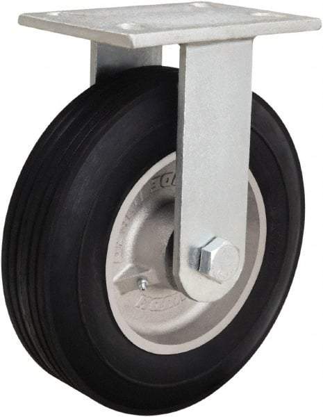 Hamilton - 10" Diam x 2-3/4" Wide, Rubber Rigid Caster - 700 Lb Capacity, Top Plate Mount, 4-1/2" x 6-1/4" Plate, Straight Roller Bearing - Apex Tool & Supply