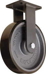 Hamilton - 12" Diam x 3" Wide x 15-1/2" OAH Top Plate Mount Rigid Caster - Polyurethane Mold onto Cast Iron Center, 4,000 Lb Capacity, Tapered Roller Bearing, 5-1/4 x 7-1/4" Plate - Apex Tool & Supply