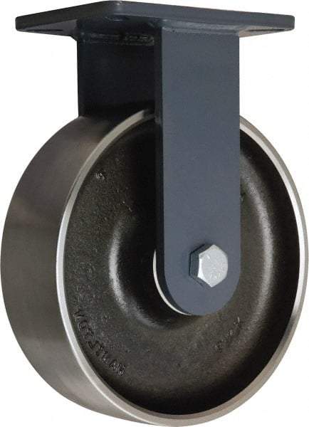 Hamilton - 10" Diam x 3" Wide x 12-1/2" OAH Top Plate Mount Rigid Caster - Forged Steel, 4,000 Lb Capacity, Tapered Roller Bearing, 5-1/4 x 7-1/4" Plate - Apex Tool & Supply