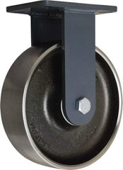 Hamilton - 10" Diam x 3" Wide x 12-1/2" OAH Top Plate Mount Rigid Caster - Forged Steel, 3,500 Lb Capacity, Sealed Precision Ball Bearing, 5-1/4 x 7-1/4" Plate - Apex Tool & Supply