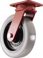 Hamilton - 8" Diam x 2" Wide x 9-1/2" OAH Top Plate Mount Swivel Caster - Polyurethane, 2,000 Lb Capacity, Sealed Precision Ball Bearing, 4 x 5" Plate - Apex Tool & Supply