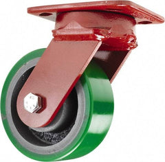 Hamilton - 5" Diam x 2" Wide x 6-1/2" OAH Top Plate Mount Swivel Caster - Polyurethane, 1,050 Lb Capacity, Sealed Precision Ball Bearing, 4 x 5" Plate - Apex Tool & Supply