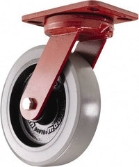 Hamilton - 8" Diam x 2" Wide x 9-3/4" OAH Top Plate Mount Swivel Caster - Polyurethane, 2,000 Lb Capacity, Sealed Precision Ball Bearing, 4-1/2 x 6-1/2" Plate - Apex Tool & Supply