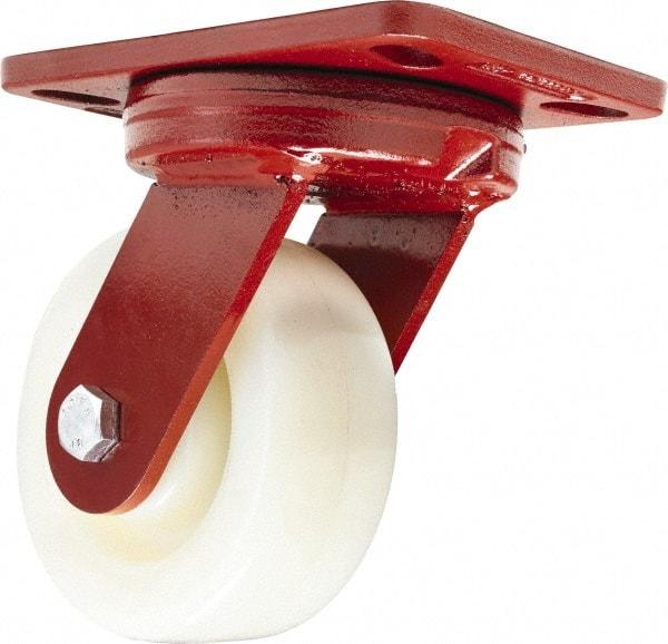 Hamilton - 5" Diam x 2" Wide x 6-3/4" OAH Top Plate Mount Swivel Caster - Nylon, 900 Lb Capacity, Sealed Precision Ball Bearing, 4-1/2 x 6-1/2" Plate - Apex Tool & Supply