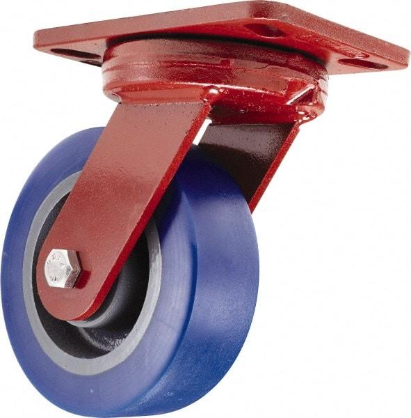 Hamilton - 6" Diam x 2" Wide x 7-3/4" OAH Top Plate Mount Swivel Caster - Polyurethane, 1,300 Lb Capacity, Sealed Precision Ball Bearing, 4-1/2 x 6-1/2" Plate - Apex Tool & Supply
