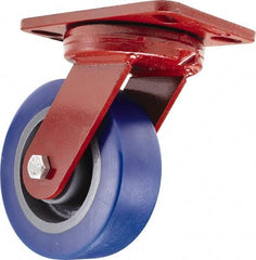 Hamilton - 6" Diam x 2" Wide x 7-3/4" OAH Top Plate Mount Swivel Caster - Polyurethane, 1,300 Lb Capacity, Sealed Precision Ball Bearing, 4-1/2 x 6-1/2" Plate - Apex Tool & Supply
