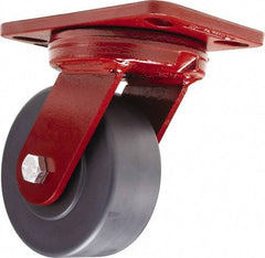 Hamilton - 5" Diam x 2" Wide x 6-3/4" OAH Top Plate Mount Swivel Caster - Nylon, 2,000 Lb Capacity, Sealed Precision Ball Bearing, 4-1/2 x 6-1/2" Plate - Apex Tool & Supply