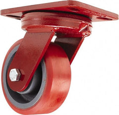 Hamilton - 5" Diam x 2" Wide x 6-3/4" OAH Top Plate Mount Swivel Caster - Polyurethane, 1,250 Lb Capacity, Sealed Precision Ball Bearing, 4-1/2 x 6-1/2" Plate - Apex Tool & Supply