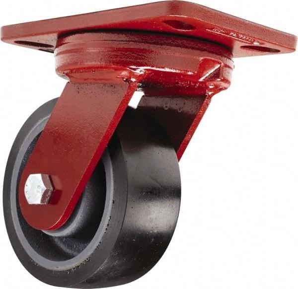 Hamilton - 5" Diam x 2" Wide x 6-3/4" OAH Top Plate Mount Swivel Caster - Polyurethane, 1,360 Lb Capacity, Sealed Precision Ball Bearing, 4-1/2 x 6-1/2" Plate - Apex Tool & Supply