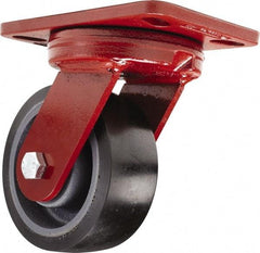Hamilton - 5" Diam x 2" Wide x 6-3/4" OAH Top Plate Mount Swivel Caster - Polyurethane, 1,360 Lb Capacity, Sealed Precision Ball Bearing, 4-1/2 x 6-1/2" Plate - Apex Tool & Supply