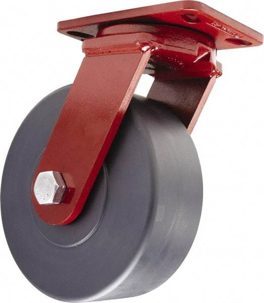 Hamilton - 10" Diam x 3" Wide x 11-1/2" OAH Top Plate Mount Swivel Caster - Nylon, 3,200 Lb Capacity, Sealed Precision Ball Bearing, 4-1/2 x 6-1/2" Plate - Apex Tool & Supply