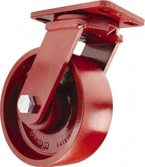 Hamilton - 10" Diam x 3" Wide x 11-1/2" OAH Top Plate Mount Swivel Caster - Cast Iron, 2,600 Lb Capacity, Sealed Precision Ball Bearing, 4-1/2 x 6-1/2" Plate - Apex Tool & Supply