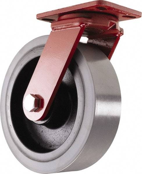 Hamilton - 10" Diam x 3" Wide x 11-1/2" OAH Top Plate Mount Swivel Caster - Polyurethane, 3,200 Lb Capacity, Sealed Precision Ball Bearing, 4-1/2 x 6-1/2" Plate - Apex Tool & Supply