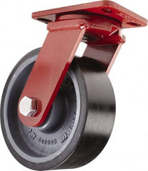 Hamilton - 10" Diam x 3" Wide x 11-1/2" OAH Top Plate Mount Swivel Caster - Polyurethane, 3,200 Lb Capacity, Sealed Precision Ball Bearing, 4-1/2 x 6-1/2" Plate - Apex Tool & Supply
