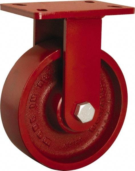 Hamilton - 10" Diam x 3" Wide x 11-1/2" OAH Top Plate Mount Rigid Caster - Cast Iron, 2,600 Lb Capacity, Sealed Precision Ball Bearing, 5 x 7" Plate - Apex Tool & Supply