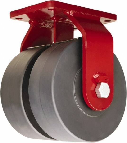 Hamilton - 6" Diam x 3" Wide x 8-1/2" OAH Top Plate Mount Dual Rigid Caster - Nylon, 7,000 Lb Capacity, Sealed Precision Ball Bearing, 5-1/2 x 7-1/2" Plate - Apex Tool & Supply