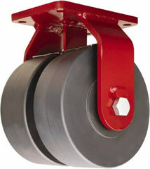 Hamilton - 6" Diam x 3" Wide x 8-1/2" OAH Top Plate Mount Dual Rigid Caster - Nylon, 7,000 Lb Capacity, Sealed Precision Ball Bearing, 5-1/2 x 7-1/2" Plate - Apex Tool & Supply