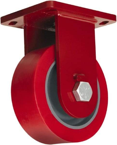 Hamilton - 10" Diam x 4" Wide x 12-1/2" OAH Top Plate Mount Swivel Caster - Polyurethane, 6,000 Lb Capacity, Tapered Roller Bearing, 6-1/2 x 7-1/2" Plate - Apex Tool & Supply