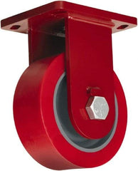 Hamilton - 10" Diam x 4" Wide x 12-1/2" OAH Top Plate Mount Swivel Caster - Polyurethane, 6,000 Lb Capacity, Tapered Roller Bearing, 6-1/2 x 7-1/2" Plate - Apex Tool & Supply