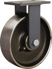 Hamilton - 10" Diam x 3" Wide x 12-1/16" OAH Top Plate Mount Rigid Caster - Forged Steel, 2,400 Lb Capacity, Tapered Roller Bearing, 5 x 7" Plate - Apex Tool & Supply