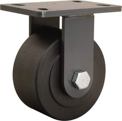 Hamilton - 6" Diam x 3" Wide x 7-3/4" OAH Top Plate Mount Rigid Caster - Nylon, 2,400 Lb Capacity, Sealed Precision Ball Bearing, 5 x 7" Plate - Apex Tool & Supply