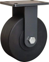 Hamilton - 8" Diam x 3" Wide x 10-1/4" OAH Top Plate Mount Rigid Caster - Nylon, 2,400 Lb Capacity, Sealed Precision Ball Bearing, 5 x 7" Plate - Apex Tool & Supply