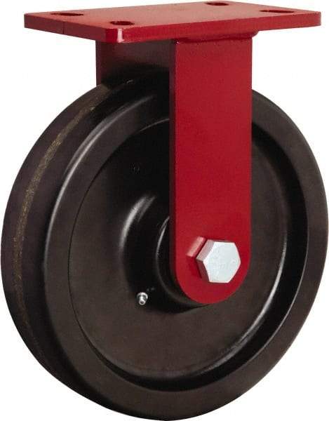 Hamilton - 10" Diam x 2-1/2" Wide x 11-1/2" OAH Top Plate Mount Rigid Caster - Phenolic, 2,200 Lb Capacity, Tapered Roller Bearing, 5 x 7" Plate - Apex Tool & Supply