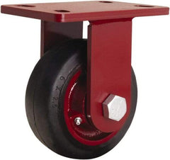 Hamilton - 6" Diam x 2-1/2" Wide x 7-1/2" OAH Top Plate Mount Rigid Caster - Rubber Mold on Cast Iron, 540 Lb Capacity, Straight Roller Bearing, 5 x 7" Plate - Apex Tool & Supply