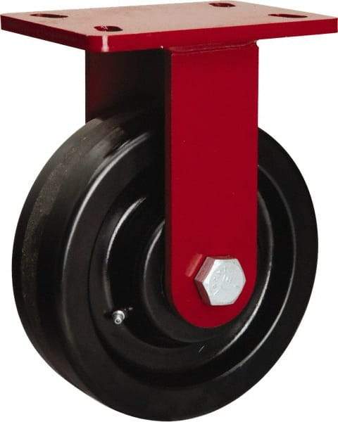 Hamilton - 8" Diam x 2-1/2" Wide x 10-1/8" OAH Top Plate Mount Rigid Caster - Phenolic, 2,000 Lb Capacity, Straight Roller Bearing, 5 x 7" Plate - Apex Tool & Supply