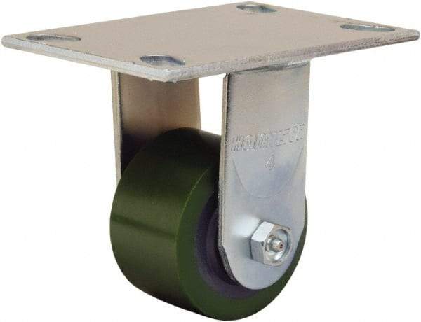 Hamilton - 3-1/4" Diam x 2" Wide x 5-1/4" OAH Top Plate Mount Rigid Caster - Polyurethane Mold onto Cast Iron Center, 575 Lb Capacity, Straight Roller Bearing, 4-1/2 x 6-1/4" Plate - Apex Tool & Supply