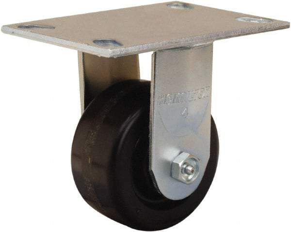 Hamilton - 4" Diam x 2" Wide x 5-5/8" OAH Top Plate Mount Rigid Caster - Phenolic, 800 Lb Capacity, Straight Roller Bearing, 4-1/2 x 6-1/4" Plate - Apex Tool & Supply