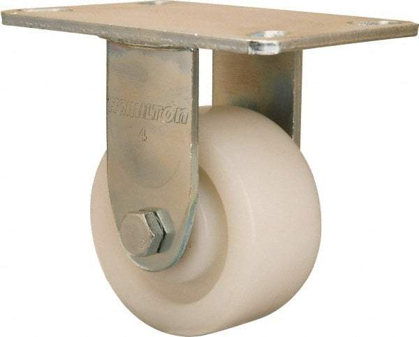 Hamilton - 4" Diam x 2" Wide x 5-5/8" OAH Top Plate Mount Rigid Caster - Nylon, 800 Lb Capacity, Sealed Precision Ball Bearing, 4-1/2 x 6-1/4" Plate - Apex Tool & Supply