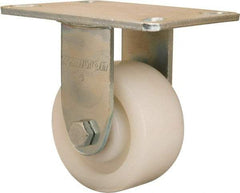 Hamilton - 4" Diam x 2" Wide x 5-5/8" OAH Top Plate Mount Rigid Caster - Nylon, 800 Lb Capacity, Sealed Precision Ball Bearing, 4-1/2 x 6-1/4" Plate - Apex Tool & Supply