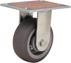 Hamilton - 5" Diam x 2" Wide x 6-1/2" OAH Top Plate Mount Rigid Caster - Rubber Mold on Polyolefin, 350 Lb Capacity, Straight Roller Bearing, 4-1/2 x 6-1/4" Plate - Apex Tool & Supply
