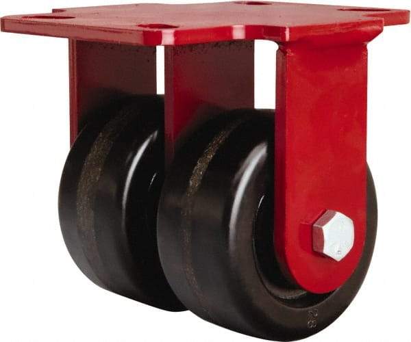 Hamilton - 4" Diam x 2" Wide x 5-5/8" OAH Top Plate Mount Rigid Caster - Phenolic, 1,600 Lb Capacity, Straight Roller Bearing, 4-1/2 x 6-1/2" Plate - Apex Tool & Supply